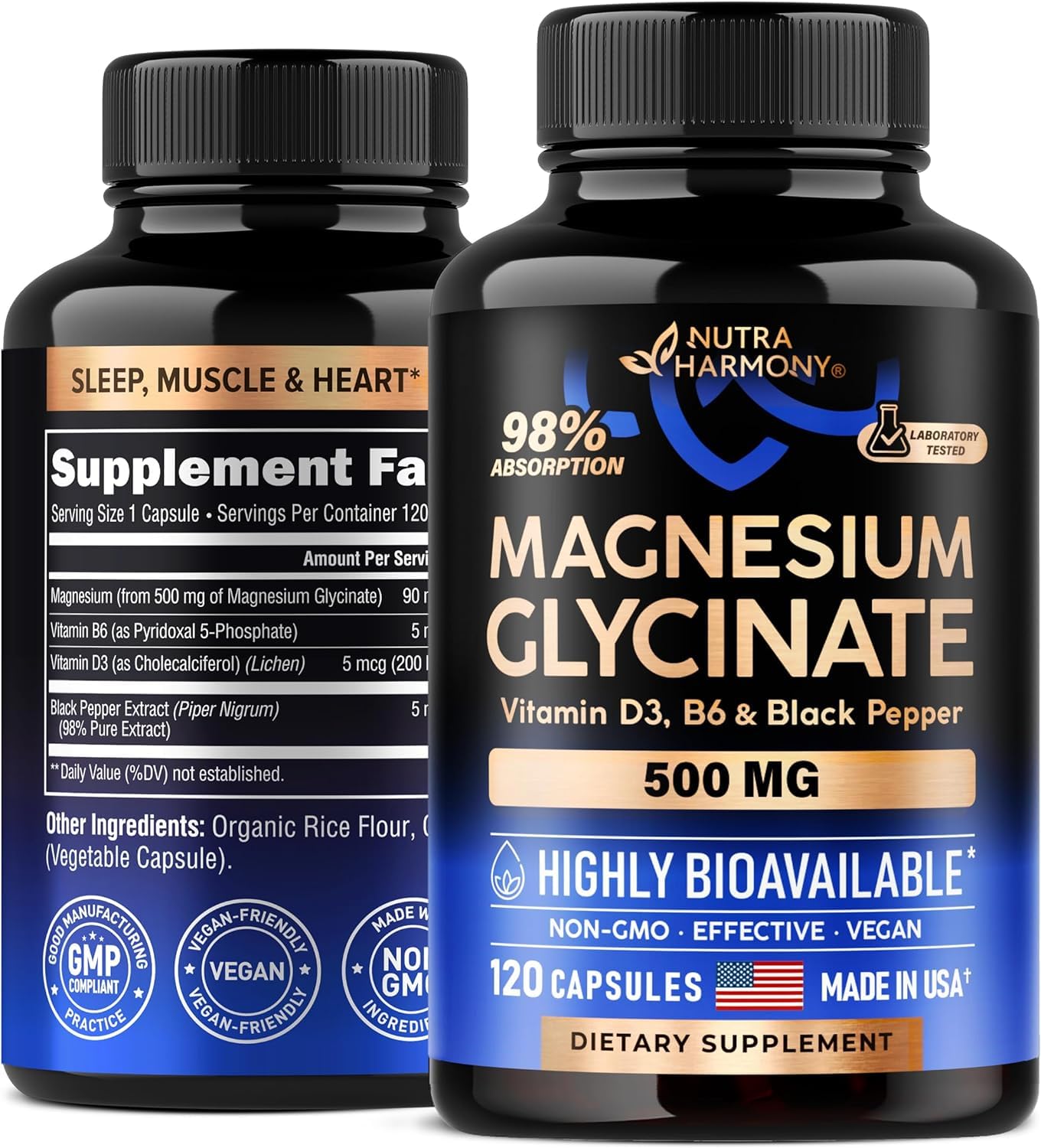 Magnesium Glycinate 500 mg - Supplement w/Vitamin D3 & B6 - Chelated, 98% Absorption - Support for Proper Sleep, Muscle & Heart Health - Vegan & Non-GMO - 120 Capsules, 4 Month Supply (B0CVQBSMMH) Amazon Price History, Amazon Price Tracker