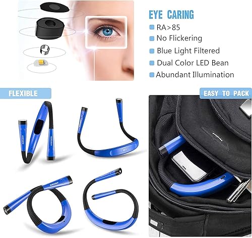 Miniatura 5 de Glocusent Luz LED de lectura para el cuello, luz de libro para leer en la cama (paquete de 2)