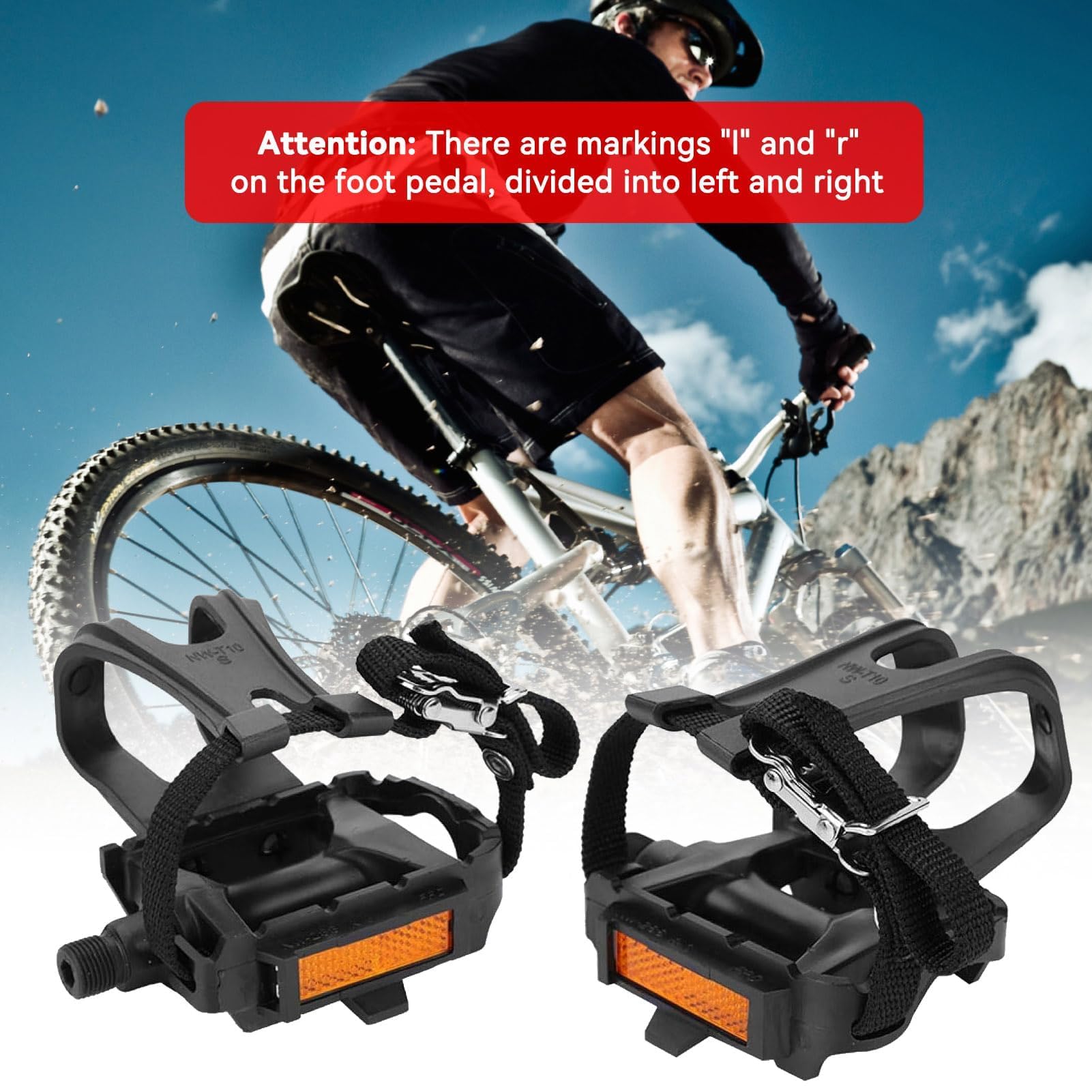 1 Pair Bike Pedals, Bike Pedals with Toe Cages Road Bicycle Toe Clip Cages Adjustable Bicycle Clips Straps for Wide Shoes Indoor Outdoor Cycling : Sports & Outdoors