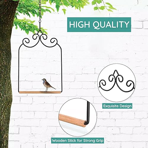 Miniatura 4 de Home-X Columpio de colibrí. Columpio de colibrí con marco de metal con clavija de madera