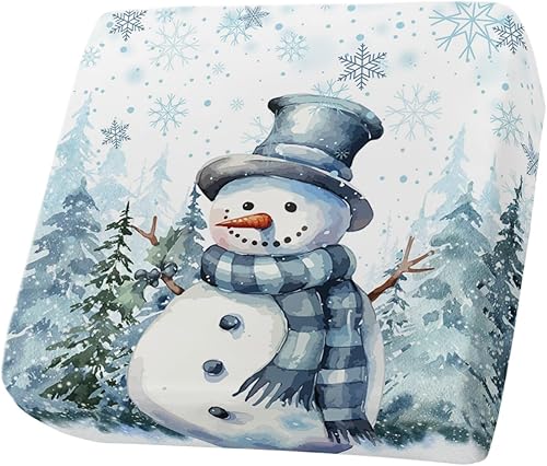 Fundas de cojín elásticas para sofá de Navidad, diseño de muñeco de nieve, seccional, individual, en forma de L, con parte inferior elástica, diseño