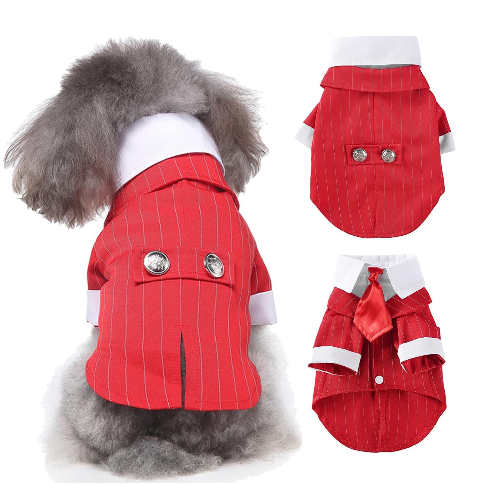 QBLEEV Dog Black Suit Costume, Pet Halloween Costume with Bow Tie, Formal Boston Tuxedo Shirt, Cat Dark Bride Costume Prince Wedding Clothes for Small Medium Large Puppy Dogs