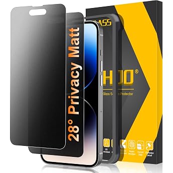 Pack of 2 for iPhone 14 Pro Matte Tempered Glass Privacy Screen 28  Anti Spy Anti-Glare Matte Screen Protector Anti-Fingerprint Shock-Resistant 9H Tempered Glass Privacy Screen Protector
