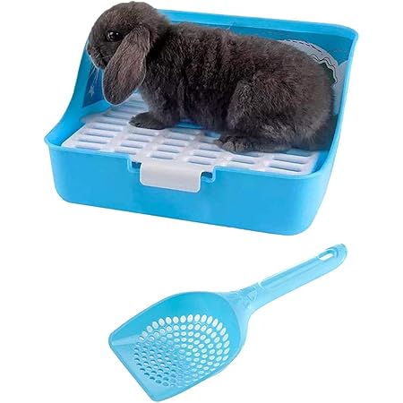 Rabbit Litter Box Potty Training Corner Pan with Grate for Adult Guinea Pigs Ferrets Rats