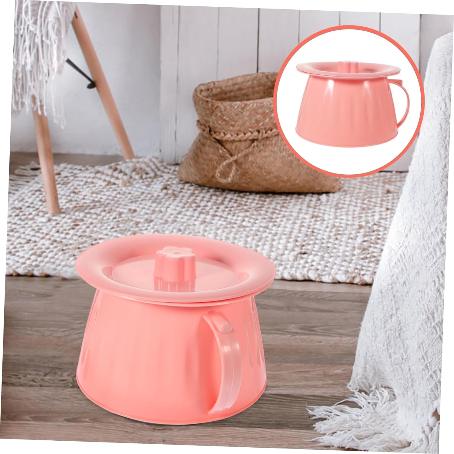 Mikinona Portable Bedpan for Home Use Thickened Design Chamber Pot with Non Skid Base Durable Urine Potty for Seniors and Convenient Urinal for Any Room