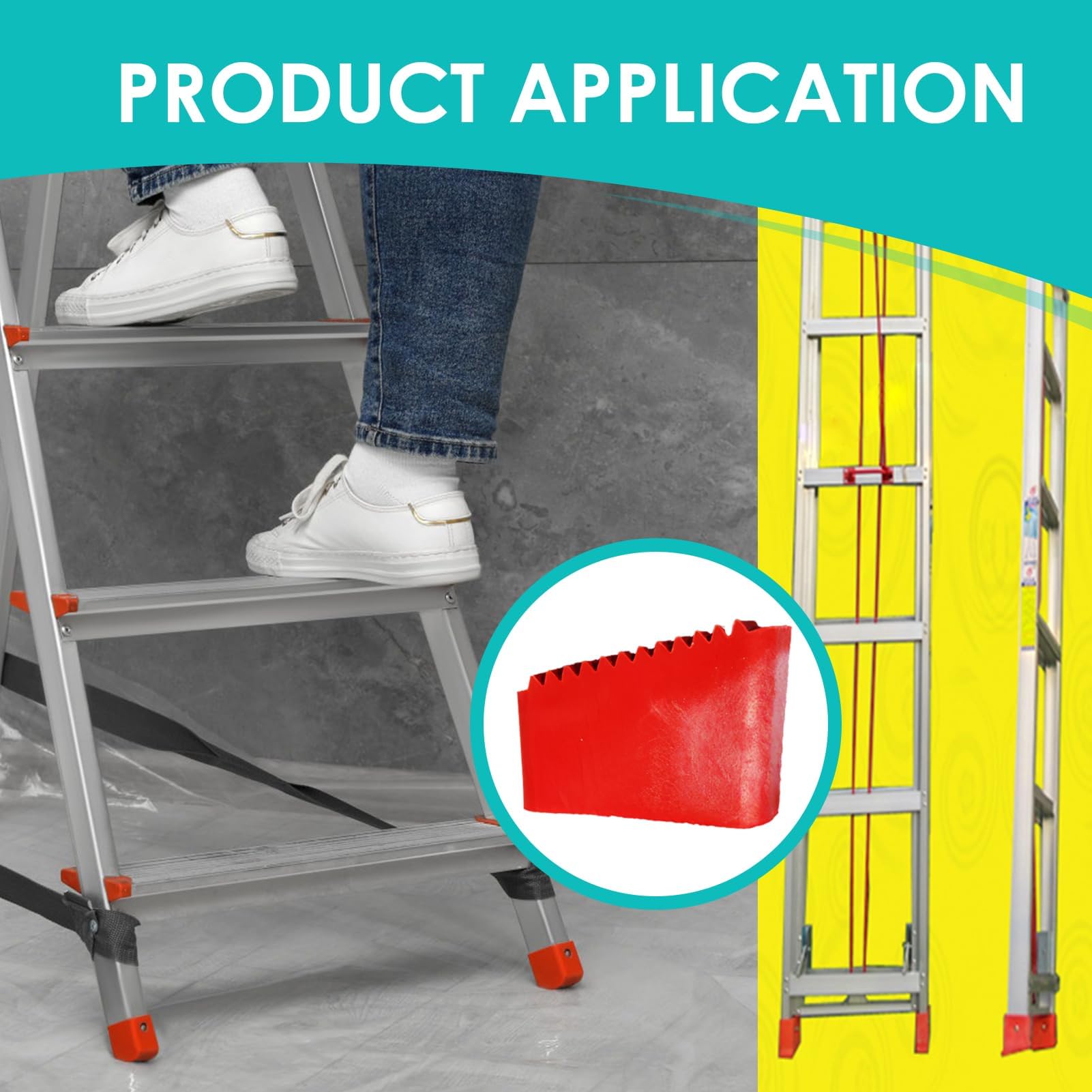 4 Piedini Antiscivolo Per Scale - Gomma Universale, Protezione Pavimento, Riduzione Rumore, Colore Blu - Foto 5