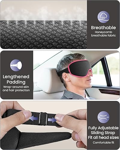Miniatura 4 de WAOAW Máscara de dormir para hombres y mujeres máscaras opacas para dormir - Máscara de ojos 3D transpirable suave y cómoda para viajes - Máscaras