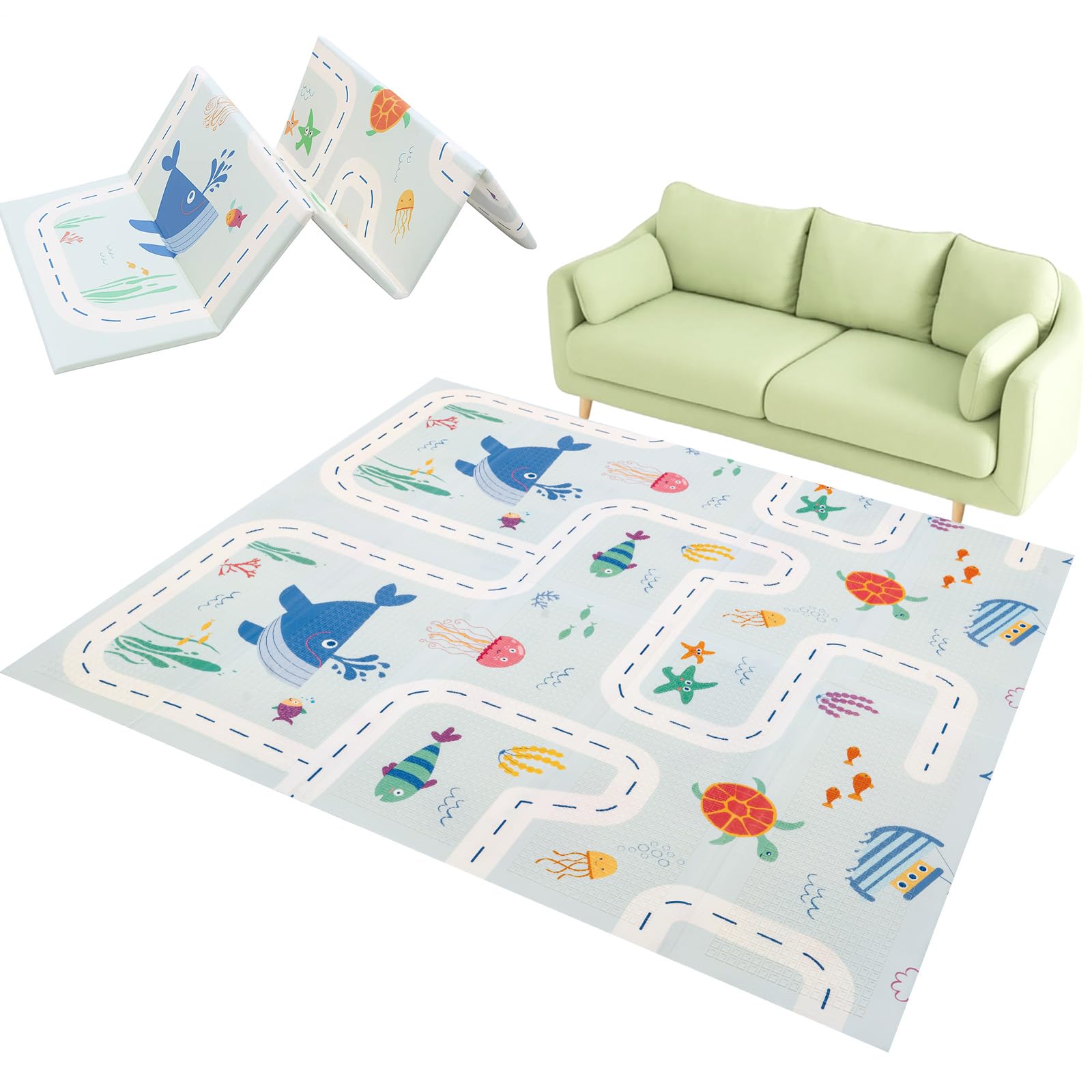 LN COZY CORNER Foldable Extra Large Baby Play Mat – Waterproof Foam Crawling Mat for Infants & Toddlers, Soft Non-Toxic Baby Playmat Floor Gym for Activity & Entertainment Playmats (B - 180 x 200 cm)