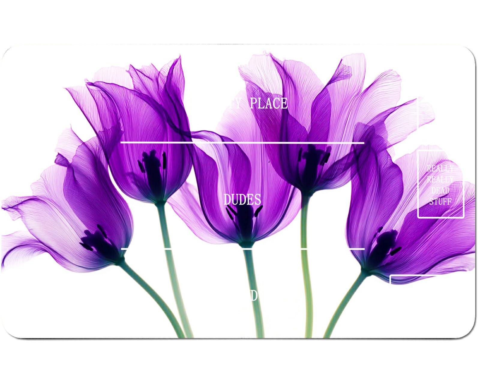 RWUTYTIUL for MTG Card Playmat 24 X 14 Inch with B Zone, Stitched Play Mat for Commander Board TCG RPG CCG Game Desktop Tablet Mouse Pad for Playing Accessories, Purple Flowers