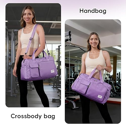 Miniatura 6 de Oweisong Bolsa deportiva de gimnasio para mujeres y hombres, bolsa de viaje para el fin de semana, bolsa de mano con compartimento para zapatos