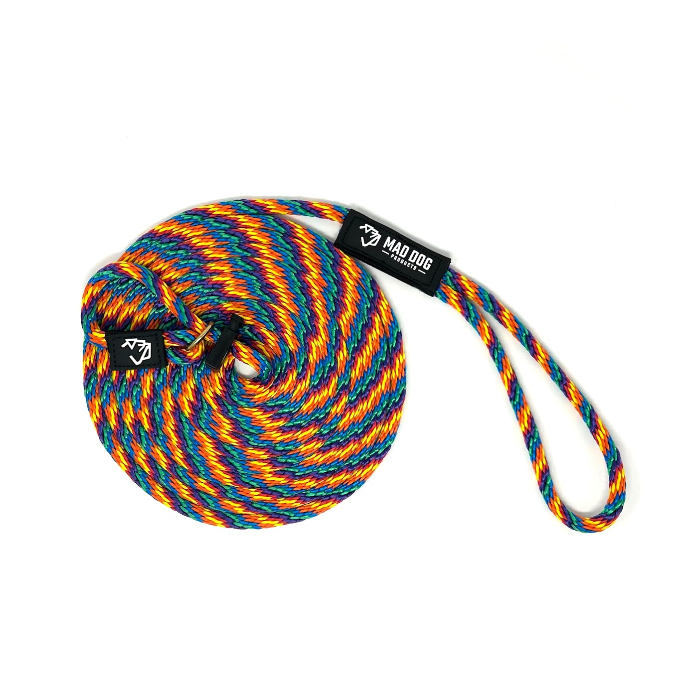 Slip Lead Long Leash 3/8" x 15' Rainbow- Signature Rope - Made in USA by Mad Dog Products