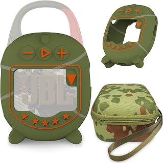 JCHPINE Hard Case and Silicone Cover for JBL Clip 5 Bluetooth Speaker | Soft Silicone Case for JBL Clip 5 Portable Speaker Accessories, Stand Up Holder, Protective Cover and Carrying Case (Squad)