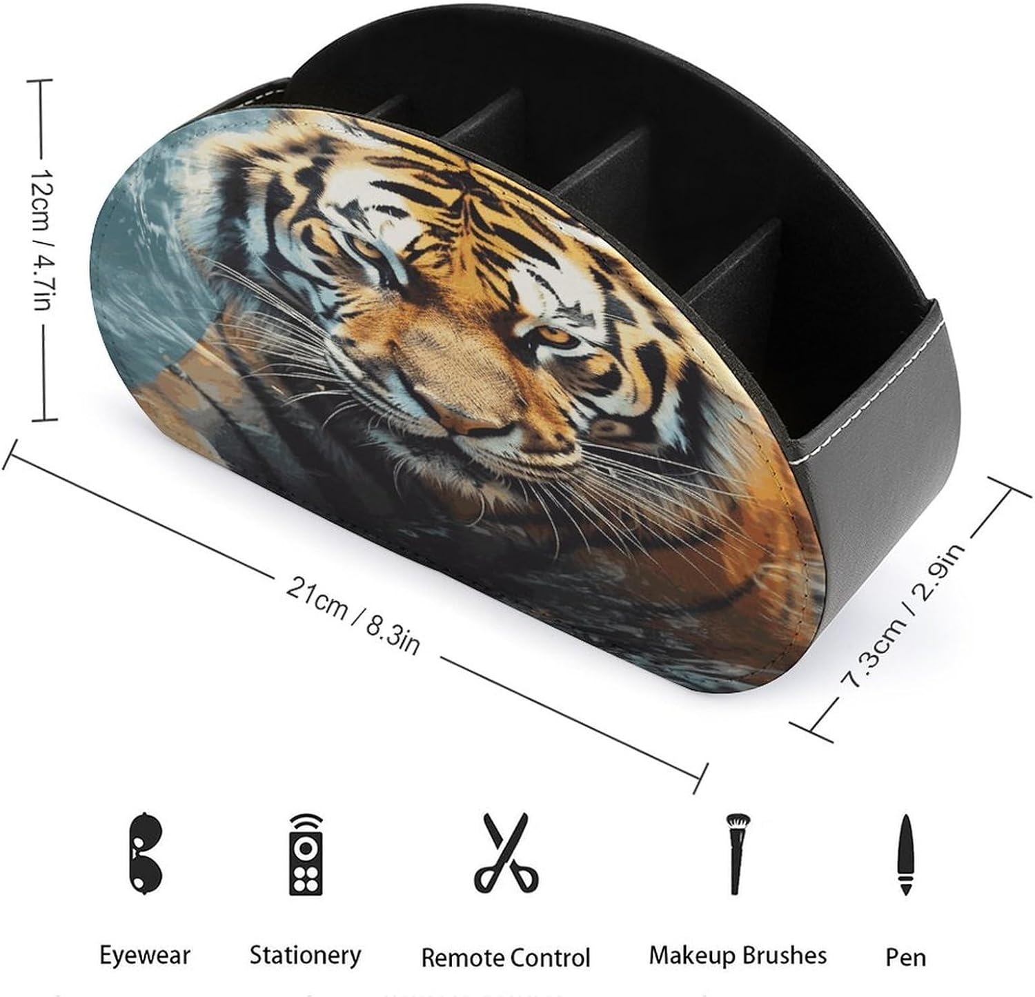 Cool Tiger PU Leather Remote Control Holder with 5 Compartments image 2