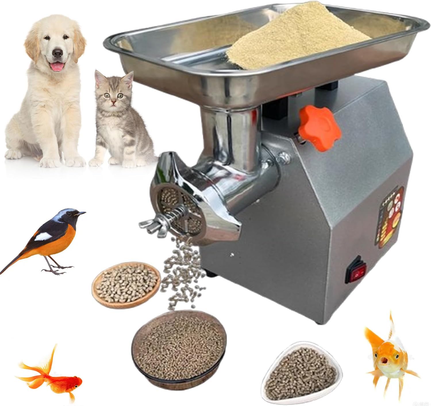 Máquina para hacer pellets de alimentación animal para perros, gatos, peces, aves de corral, conejo, salida uniforme, 7 especificaciones disponibles