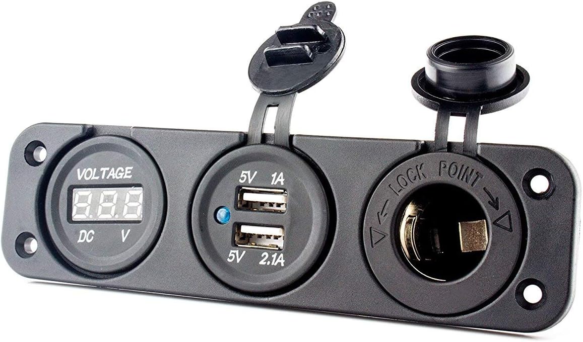 HugeTree 12V Universal 3 in 1 Cigarette Lighter Socket Dual