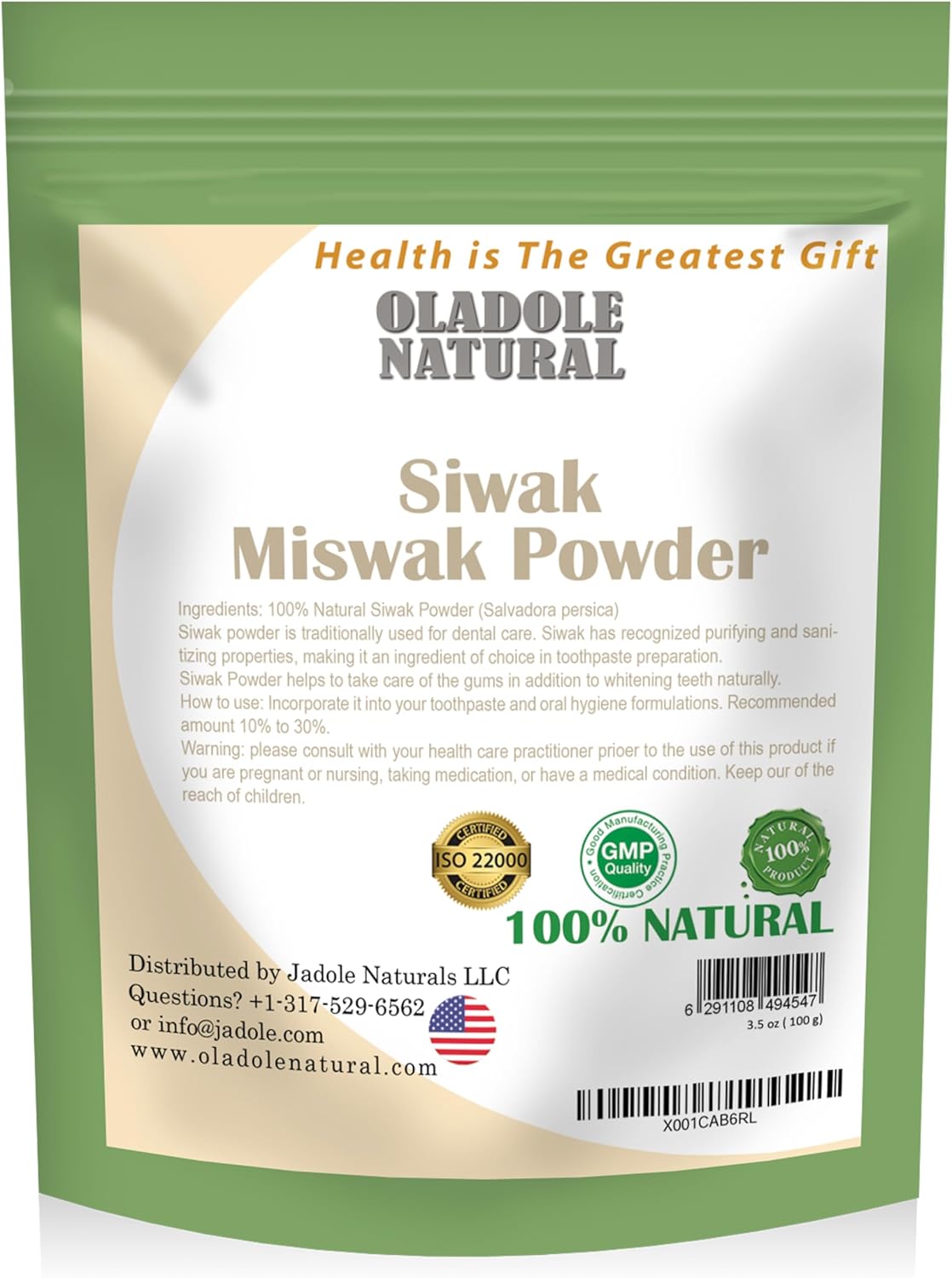Oladole Natural Miswak (Siwak) Powder-100g | Dental Care, Natural Toothpaste, Whitening Teeth, Oral Care, Tooth Refresher, Strengthens gum, Create Fragrance, Prevent Tooth Decay, Kill Germs