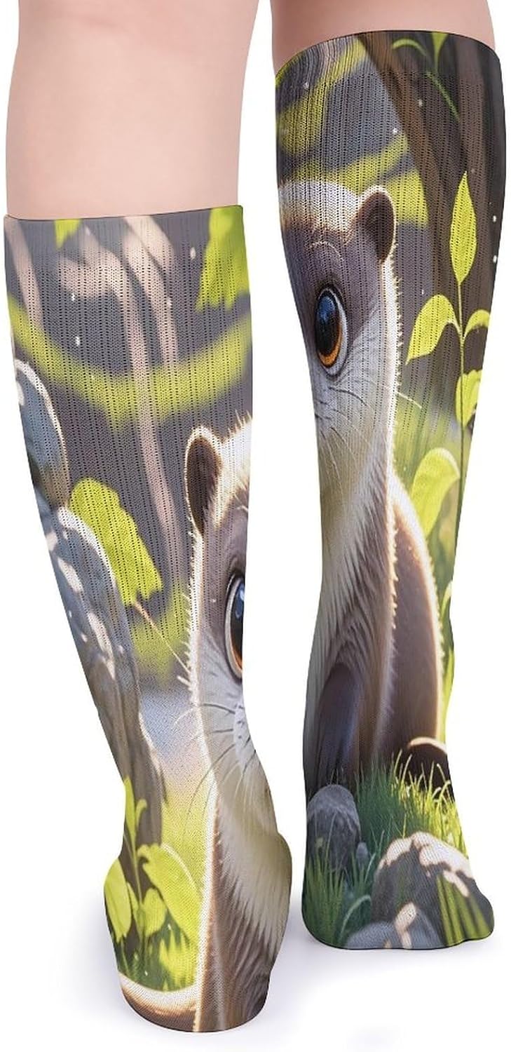 Cartoon Cute Otter Crew Socks Cozy Casual Calf Socks Lightweight Long Work Sock Breathable Athletic Sock for Hiking Sports Running 5 Pairs