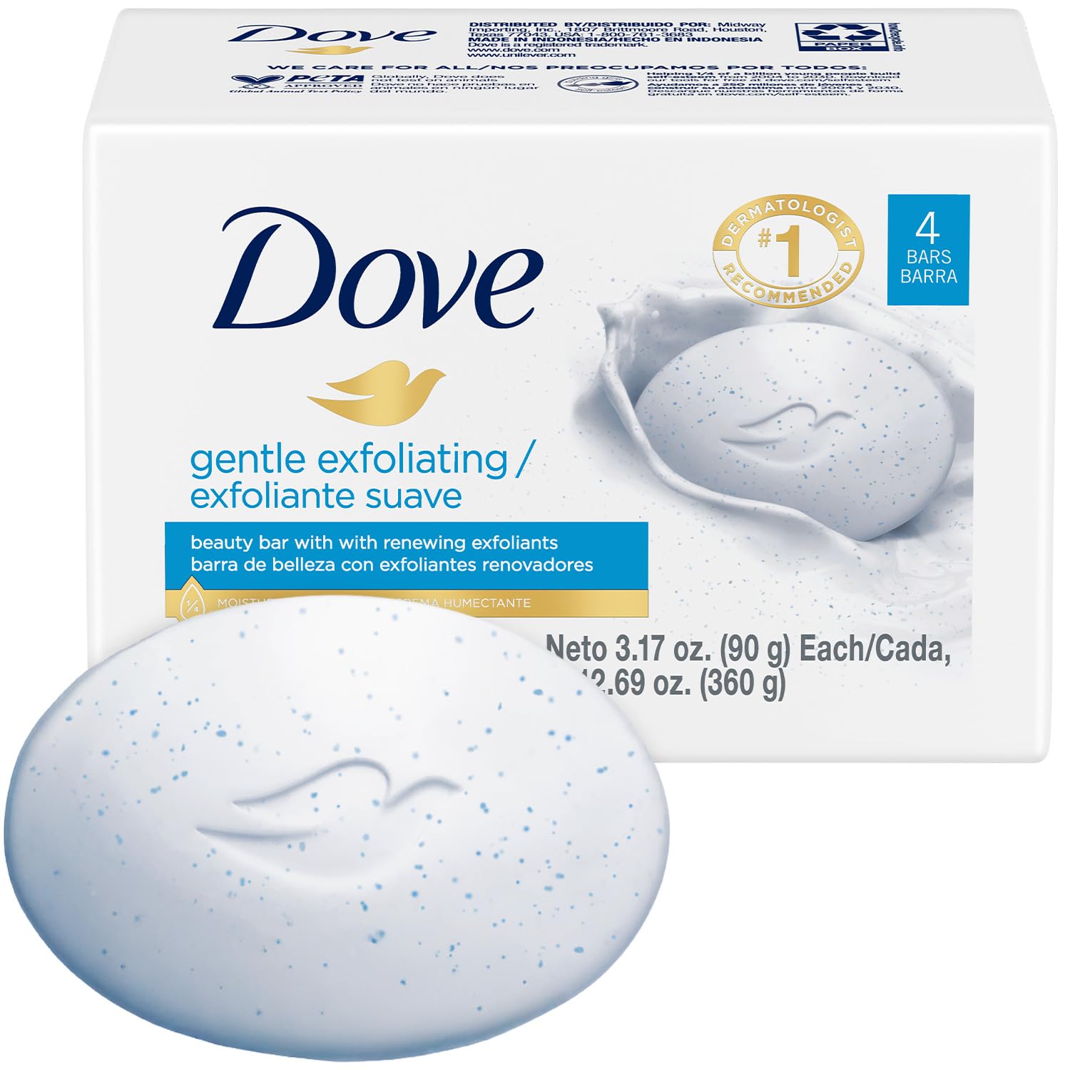 Dove Soap, Gentle Exfoliating Beauty Bar Pack (4 Soap Bars) – 3-in-1 Moisturizing Face, Body & Hand Soap, 3.17 Oz Ea Dove Soap, Gentle Exfoliating Beauty Bar Pack (4 Soap Bars) – 3-in-1 Moisturizing Face, Body & Hand Soap, 3.17 Oz Ea
