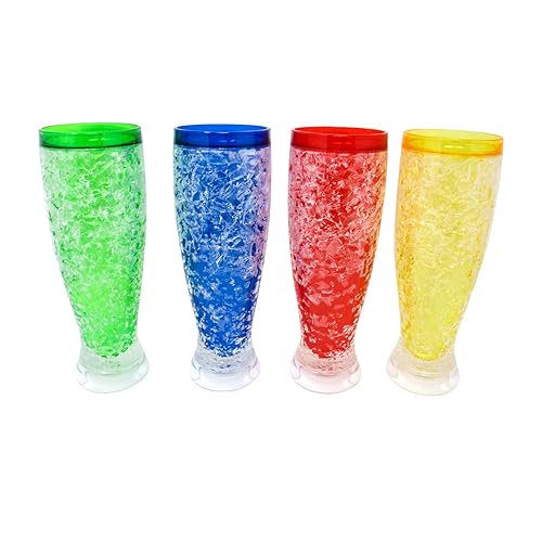 Trademark Innovations Tazas de cerveza de plástico con gel (juego de 4)