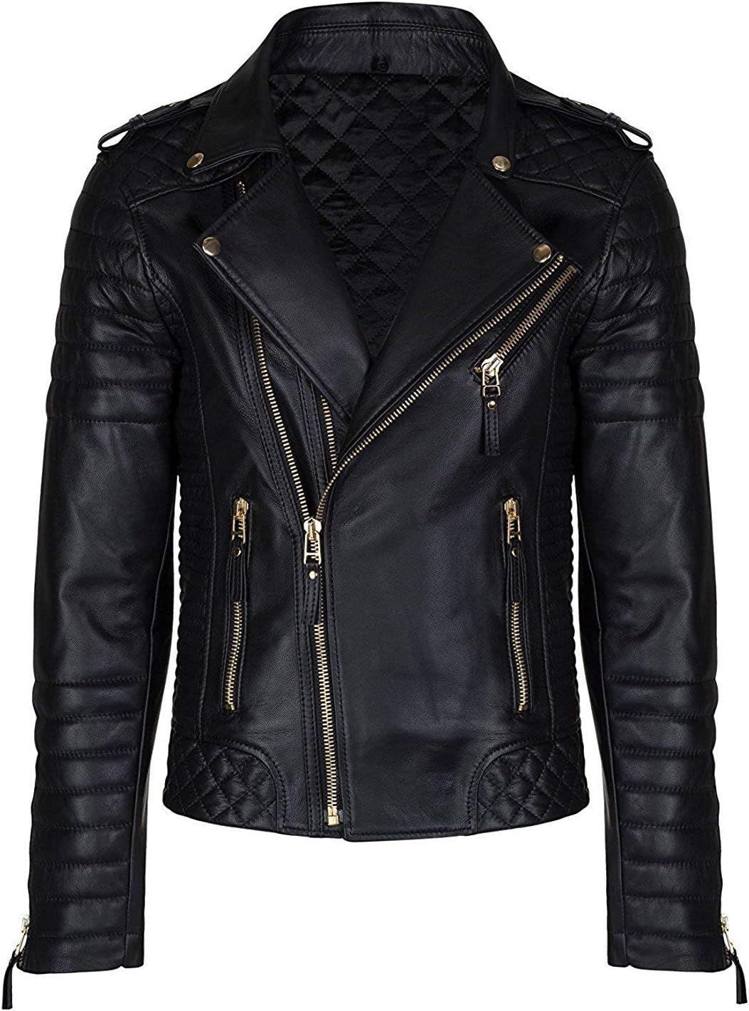 Aries Leathers Men's Real Lambskin Leather Genuine Motorcycle Jacket MJ300