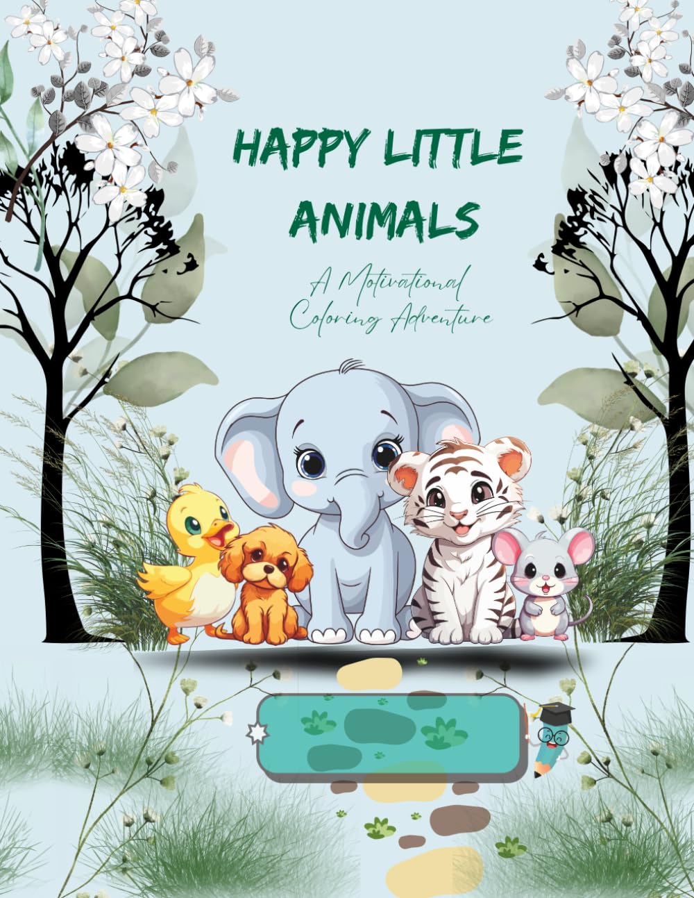 Happy Little Animals: A Motivational Coloring Adventure