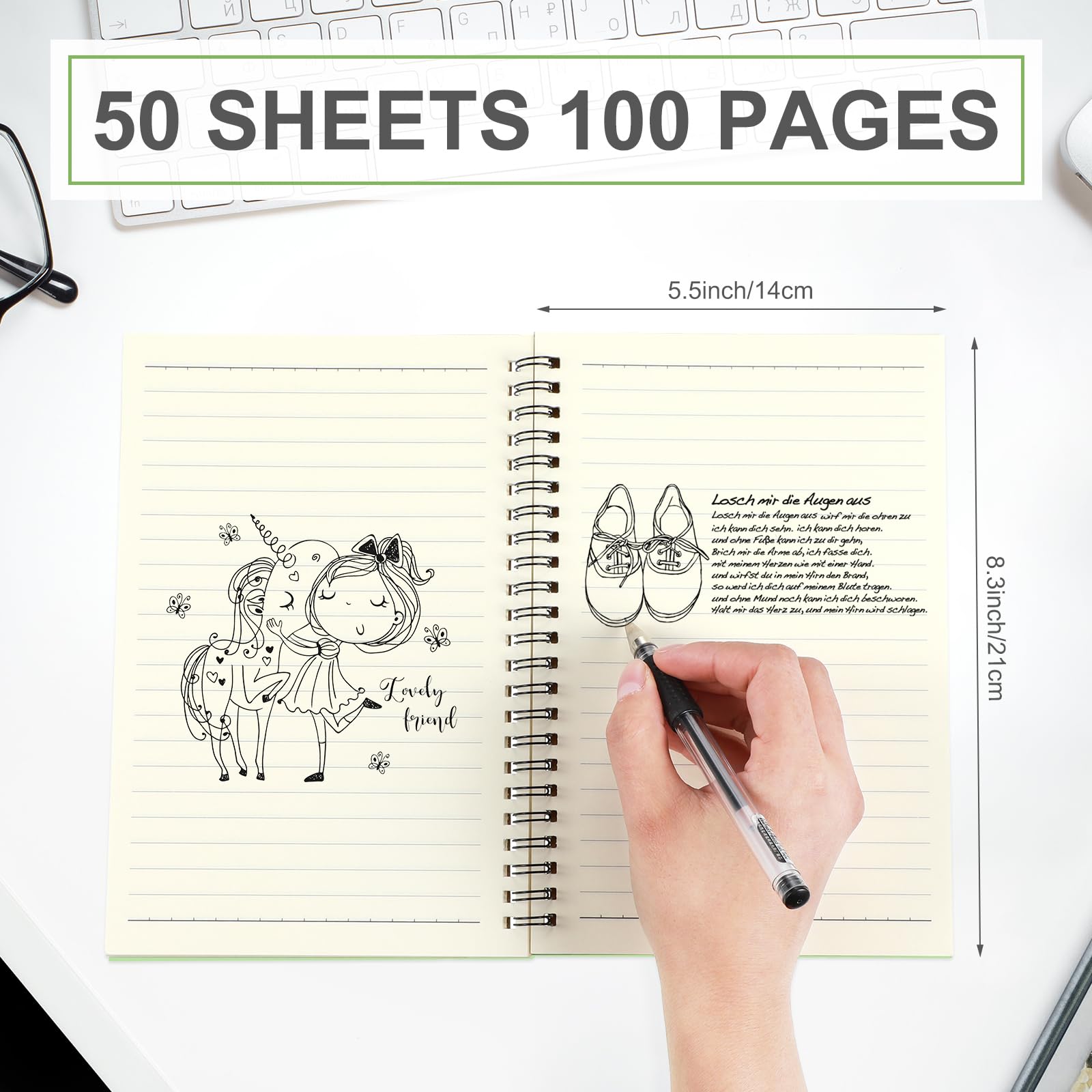 Yahenda Cuaderno en espiral a granel A5, diario forrado de 8.3 x 5.5 pulgadas, papel de composición de escritura, bloc de notas pequeño, cuaderno de asignaturas para estudiantes, oficina, negocios