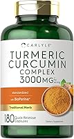 Vista 1 de Carlyle Turmeric Curcumin Supplement 180 Capsules with Black Pepper, Curcuminoids and Bioperine Non-GMO, Gluten Free