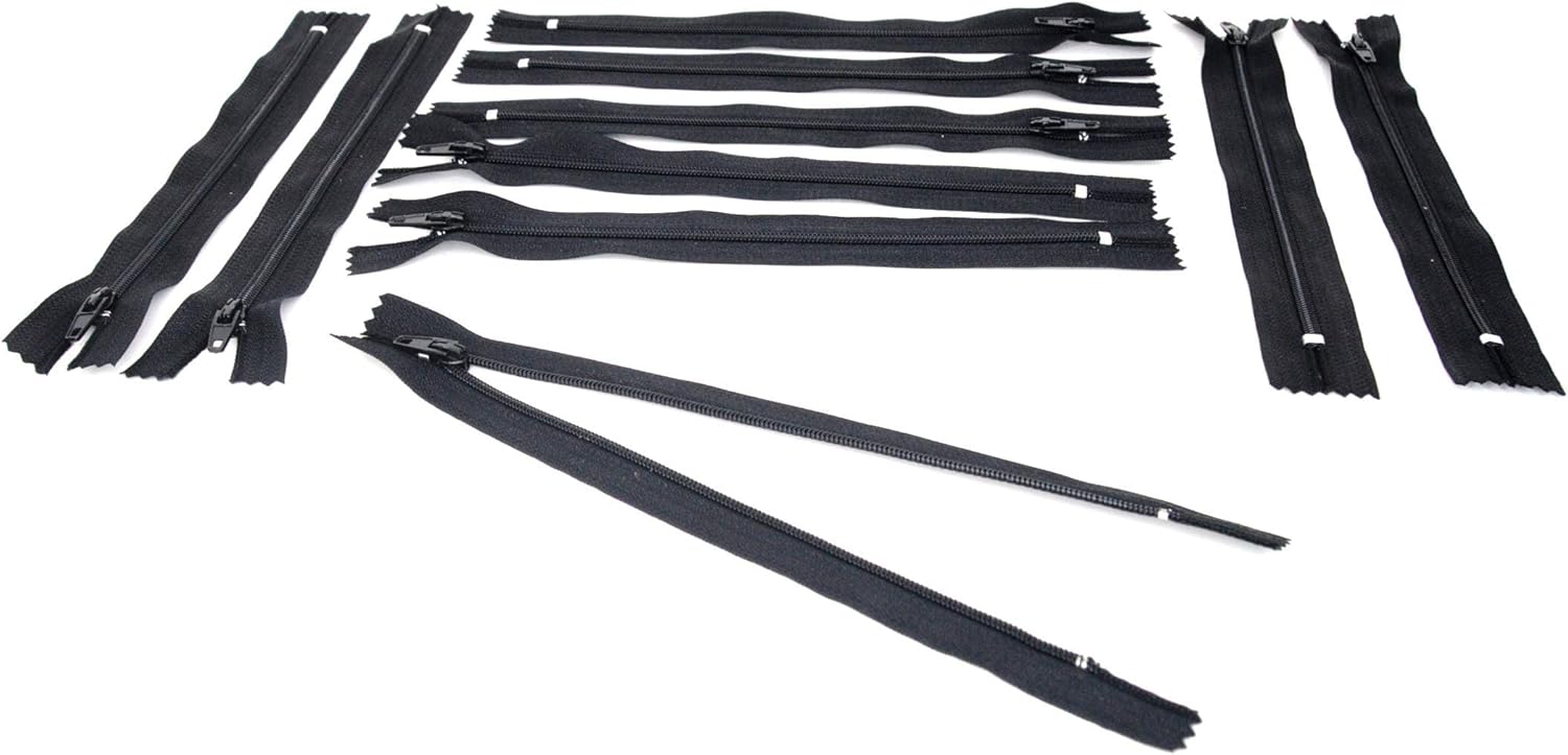 LEDUC Zip-10pc Black Nylon zips-Size 18cm, 18cm