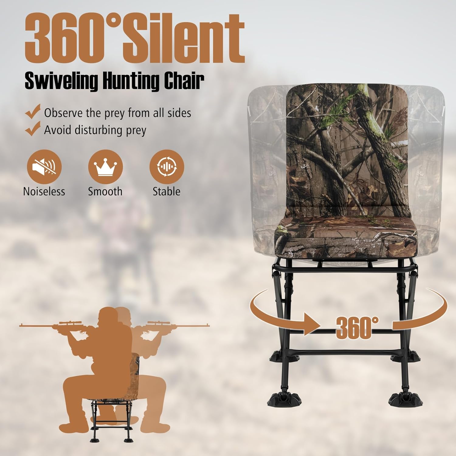 Goplus Hunting Chair, 360° Swivel Hunting Blind Chair w/AllTerrain