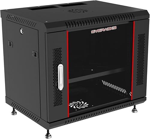 Miniatura 1 de Sysracks 12U 18 pulgadas de profundidad de montaje en pared gabinete de servidor de red Rack Lockaing Enclosure Puerta de vidrio - POWERBAR -
