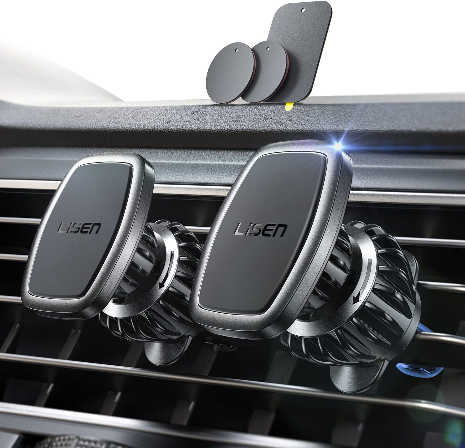 – LISEN Magnetic Phone Holder for Cars, [Ultra Magnet] Car Phone Holder Magnetic for Air Vent [Metal Hook], Magnet Phone Mount Compatible With iPhone 16 Pro Max 15 14 13 12, Galaxy S25 Ultra