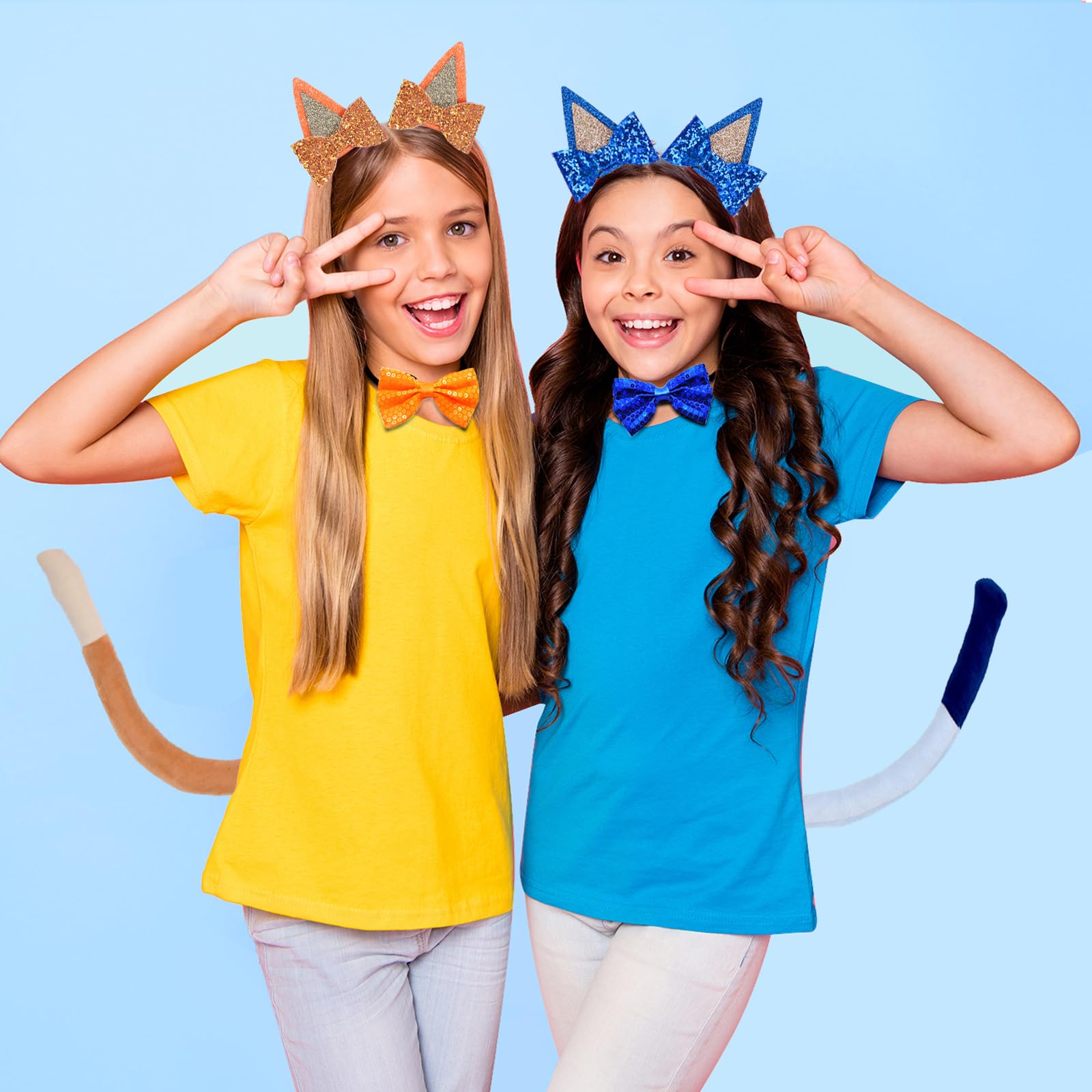 Maazusa Blue Dog Hair Clips Costume Accessories for Kids Adult 12Pcs Dog Animal Coustume with 4 Hair Clips 2 Bow Ties 2 Tails 2 works of Gloves - Image 4