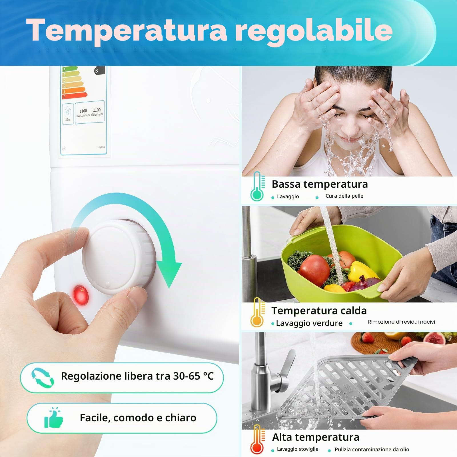 Electric Hot Water Storage, scaldabagno, scaldabagno regolabile sotto i 30 – 75 ℃, per scuole, parrucchieri, cucine