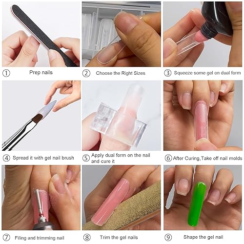 Miniatura 7 de C12rtive 120 formas de uñas de polietileno de extensión en forma de T, moldes reutilizables de cobertura completa, 12 tamaños para pegamento de gel