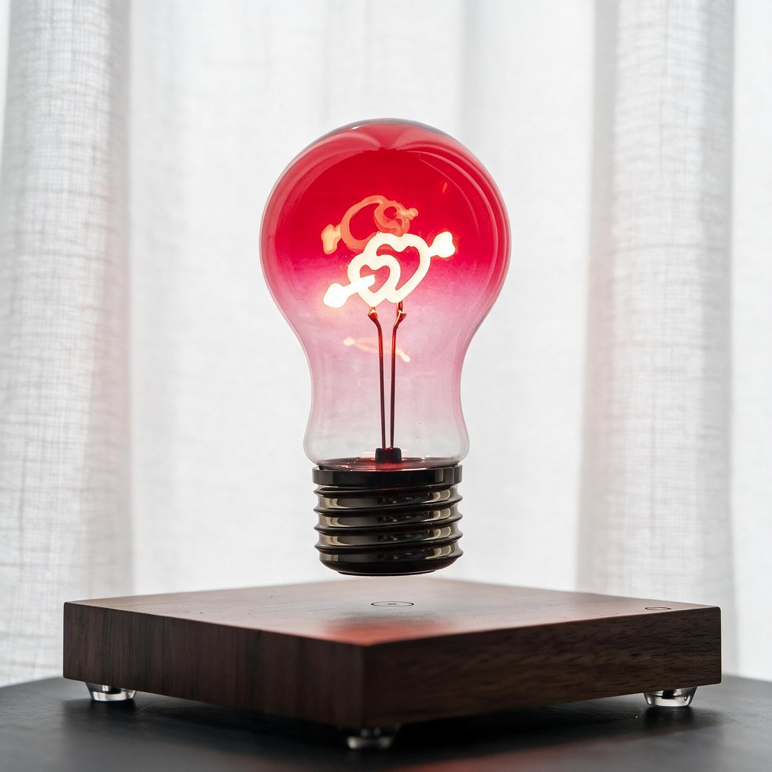 MOOCCI Levitating Light Bulb with Pink Heart Light, Modern Tech Gadgets