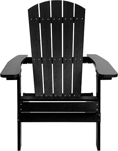 Miniatura 9 de Flash Furniture Charlestown  Silla plegable Adirondack de poliresina para interiores o exteriores, resistente a la intemperie, color negro
