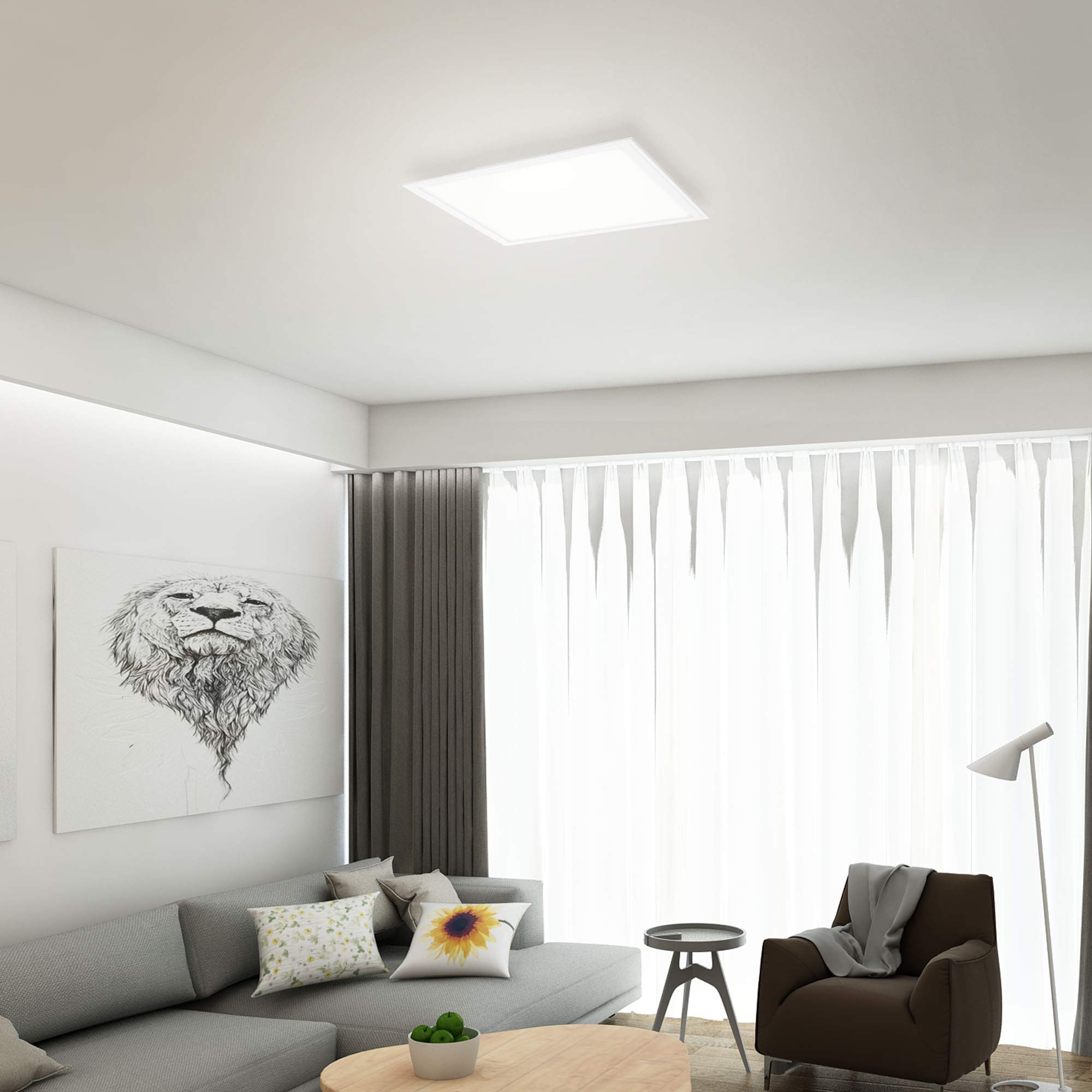Briloner Leuchten Pannello LED, plafoniera con funzione dimmer, lampada a soffitto con telecomando e regolazione della temperatura del colore, 2.400 lumen, colore bianco, 45x45 cm