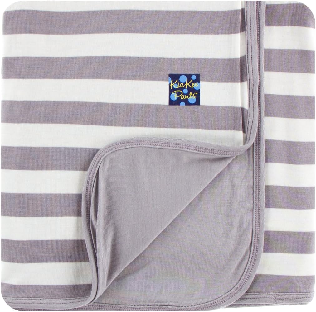 KicKee Pants Unisex Essentials Stroller Blanket Feather Contrast Stripe, One Size