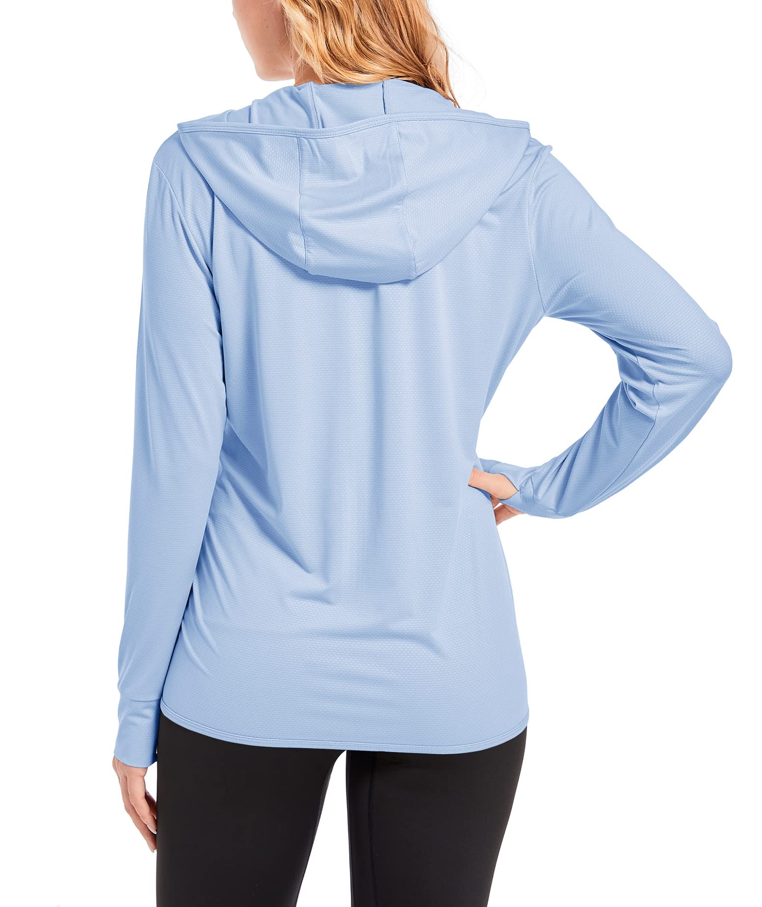 TACVASEN Mujeres Hoodie Protección Solar Camiseta con Capucha Verano Chaque de Secado Rápido UPF 50+ Protección UV Bolsillos con Zip