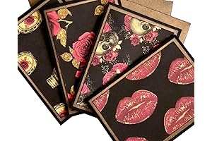 Gothic Romance Valentine's Day Mini Skull and Roses Notecard Set
