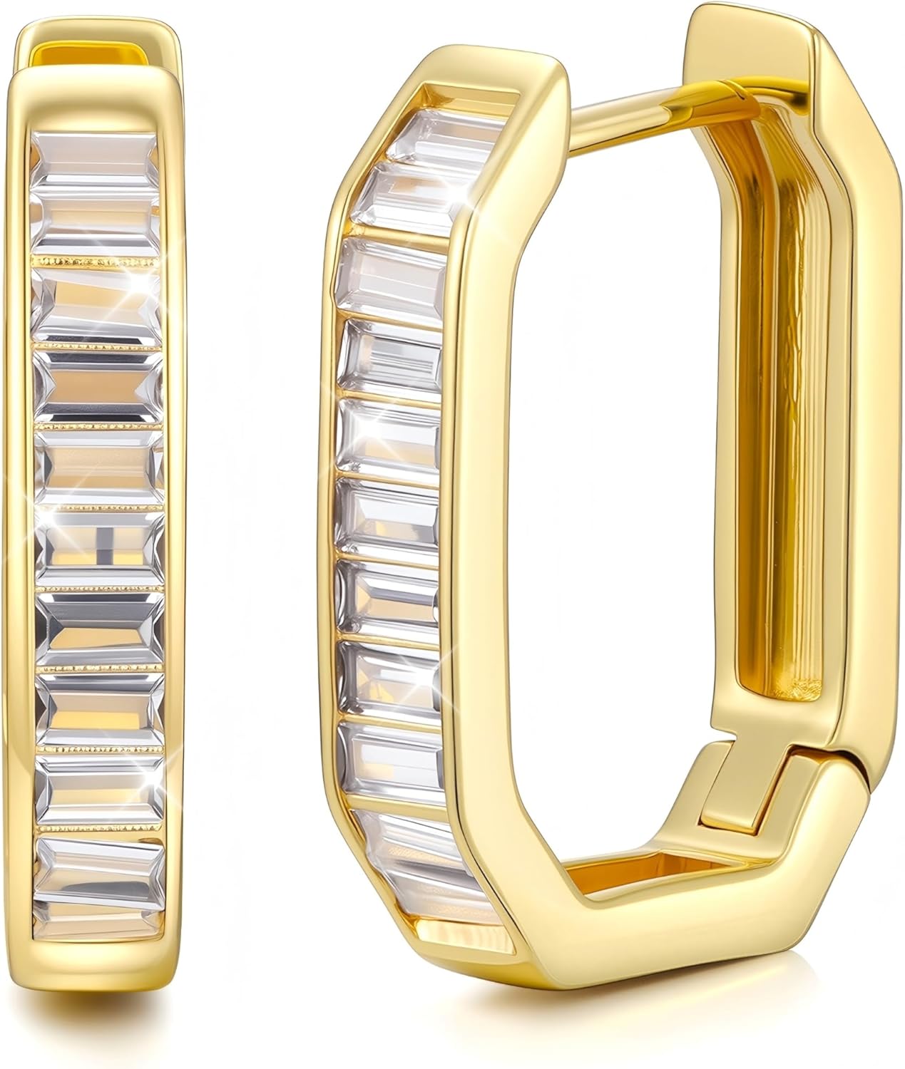 Gold Hoop Earrings for Women 14K Gold Hoop Earrings for Women Square Hoops Earring ...