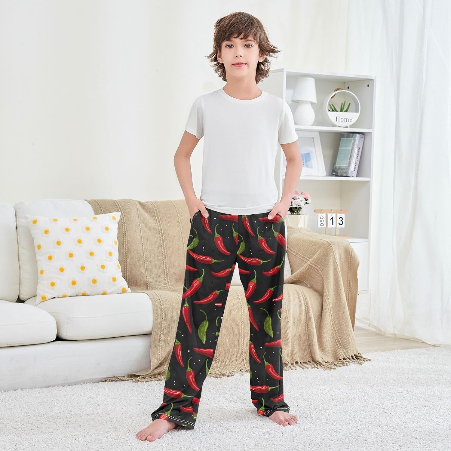 Peppers Spicy Super Soft Pajama Lounge Pants Sleepwear Long Pajama Bottoms with Elastic Waist Pockets for Christmas