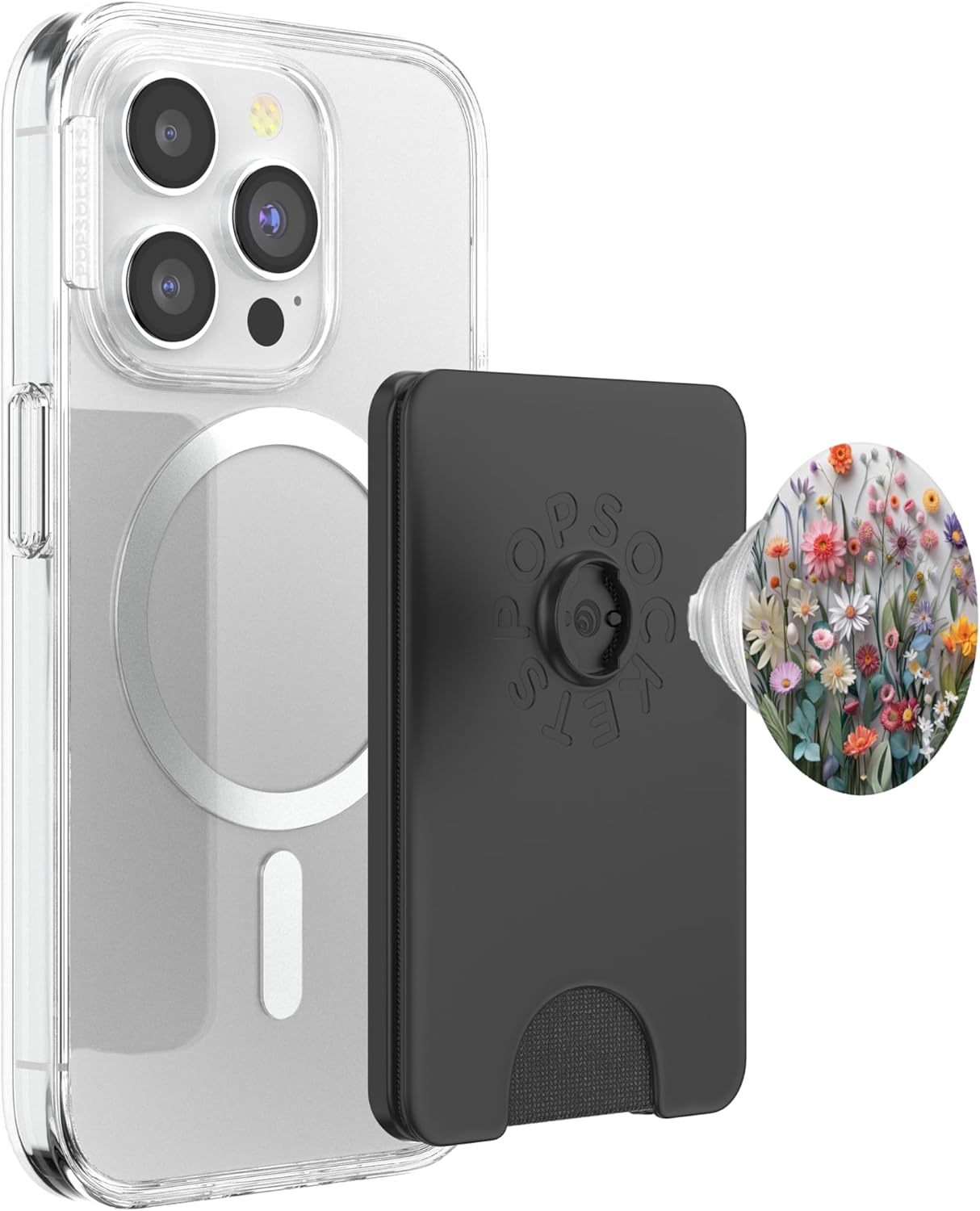 Mixed Flower Bouquet Floral Pattern PopSockets PopWallet for MagSafe