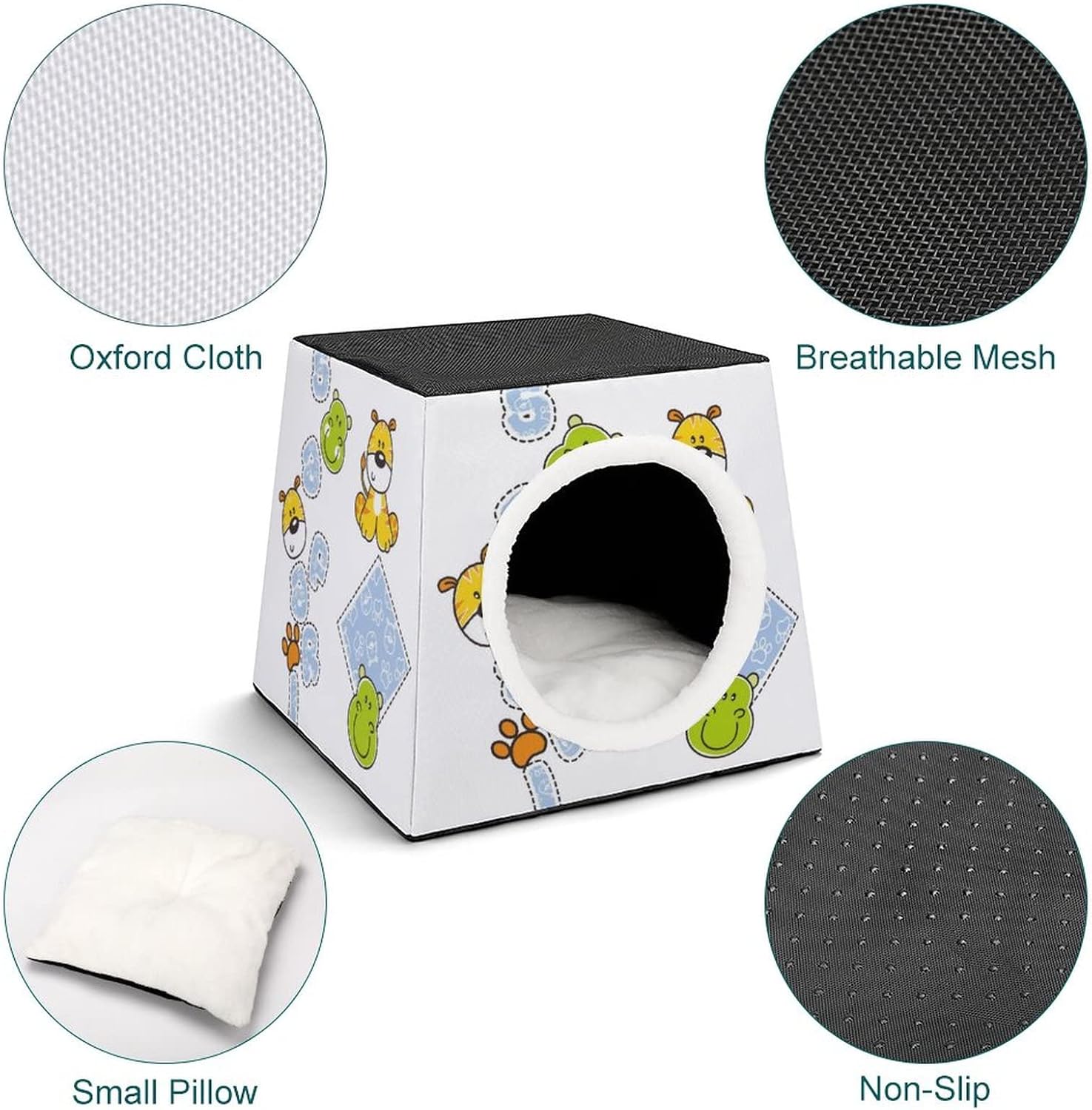 review Printed Cat Houses & Condos Lovely Foldable Cat Cube Cat Bed Sofa with Removable Pillow Animal Cartoon