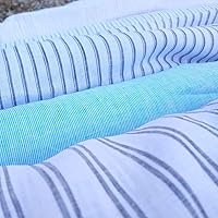 Vista 2 de Colecciones de rayas de tela de lino 100% peso ligero (4708 6273 5997 4575 6258 6157) azul