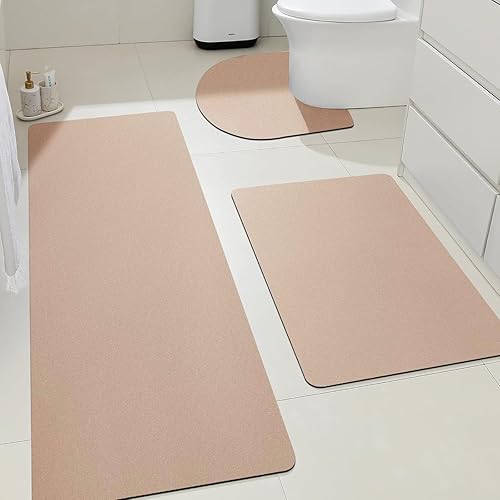 Miniatura 25 de ACCUMTEK Alfombrilla de Baño Ultrafina, Alfombrillas Antideslizantes de Espesor Reforzado para Debajo de la Puerta, Alfombras de Baño 2-gris
