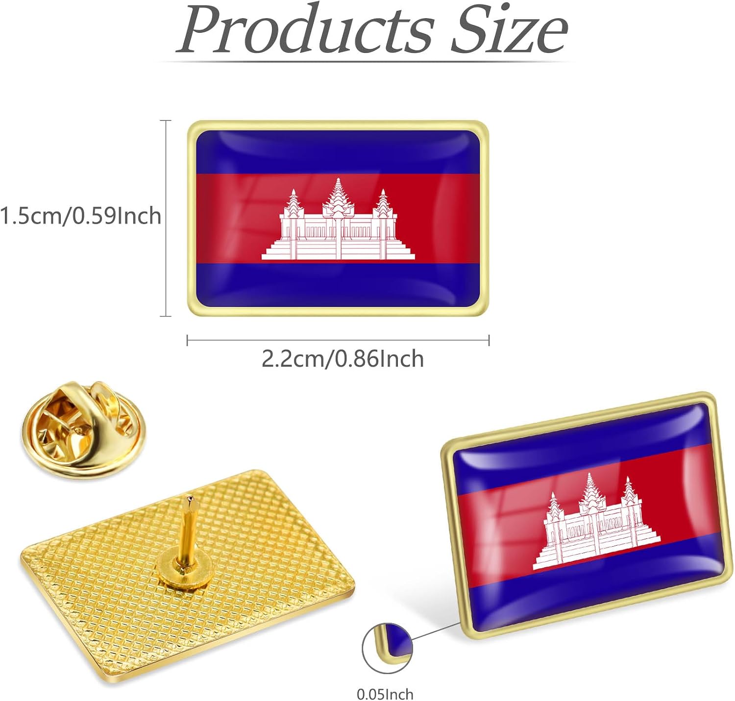 12/25/50/100Pack Official Cambodia Flag Pins Bulk - Metal Kampuchea Cambodian National Lapel Pin