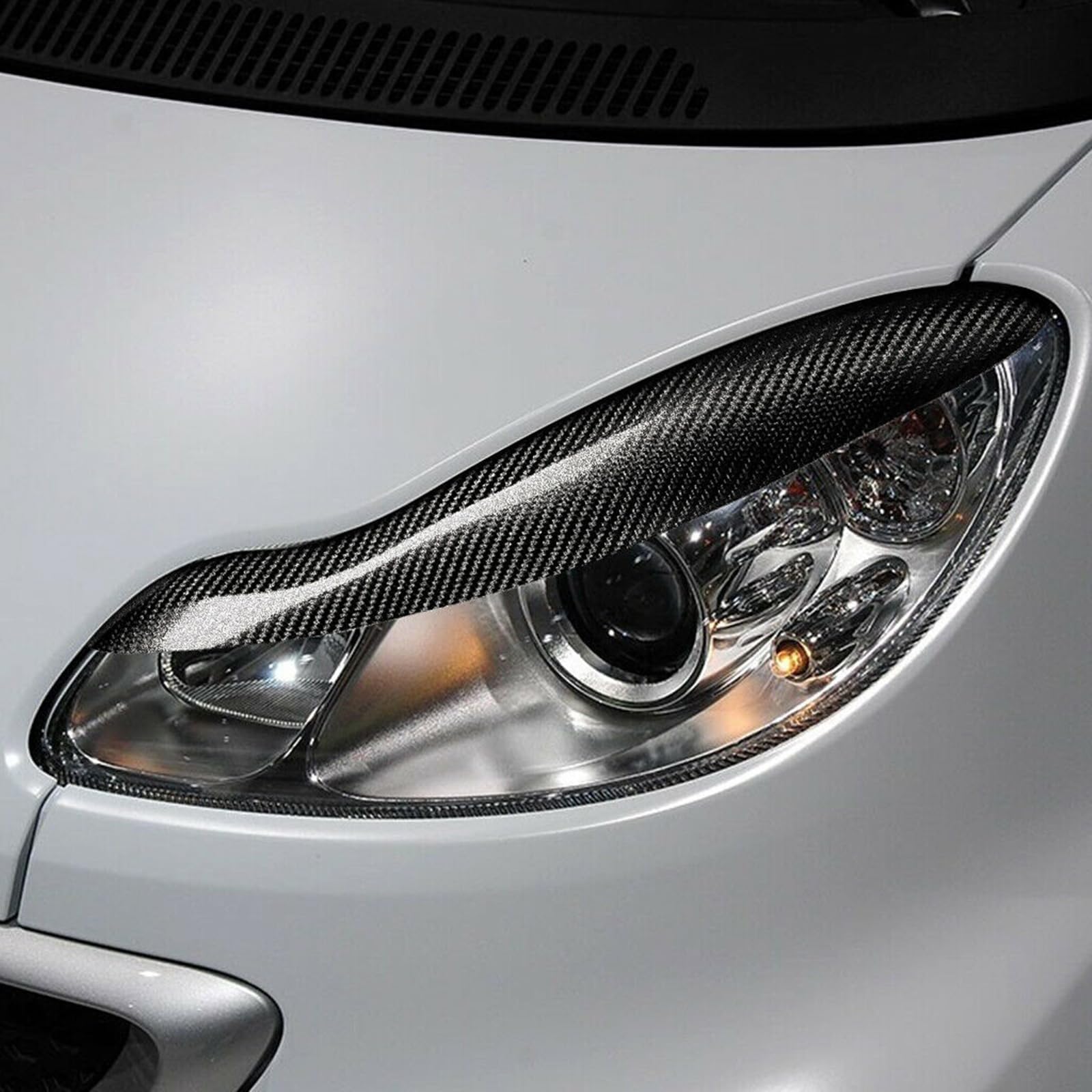 Autoscheinwerfer Augenbrauen Augenlid Abdeckung für Benz Smart Fortwo W451 2007-2014, ABS Scheinwerfer Augenbrauen Aufkleber, Autoscheinwerfer Wimpern Augenbrauen, Außen Zubehör