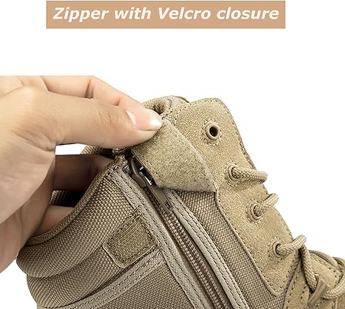 Miniatura 4 de Kervaky Botas tácticas para hombre, cremallera lateral, fáciles de llevar, al aire libre, trabajo, botas militares, botas tácticas para hombres