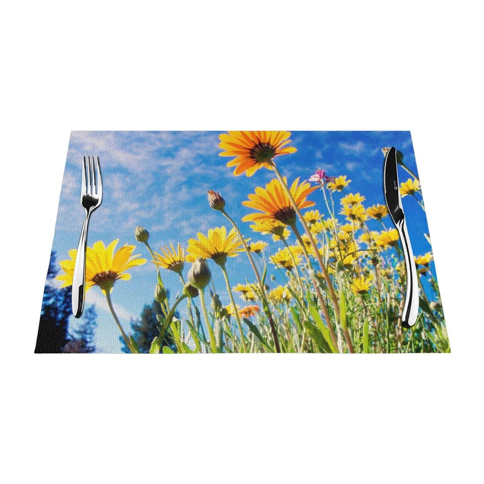 Set de table imprimé fleur jaune de qualité supérieure pour décoration raffinée